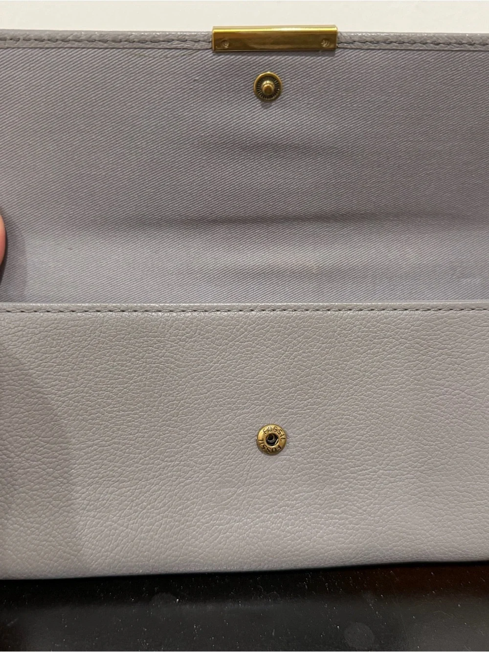 Fossil Grey and Cream Leather Wallet Clutch